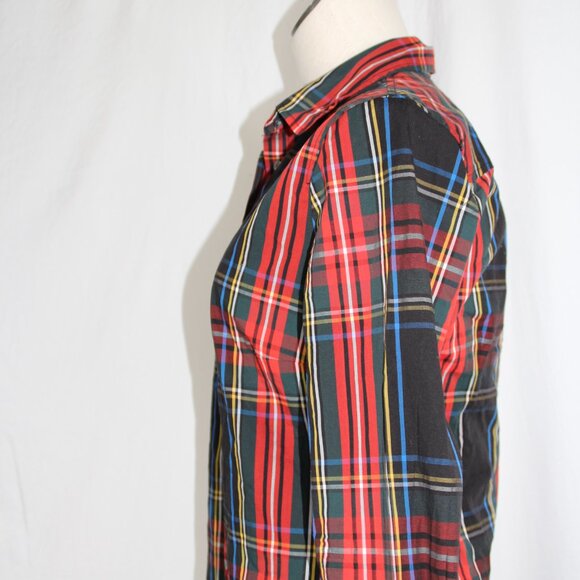 J. CREW  Women's Black Tartan Plaid Cotton Button Down Top Sz 4 Slim - Picture 5 of 10